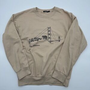 Nasty‎ Gal San Francisco Golden Gate Bridge Graphic Sweatshirt Tan Beige Small
